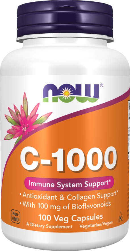 NOW Foods Vitamin C-1000 with 100mg Bioflavonoids – 100 & 250 Veg Capsules