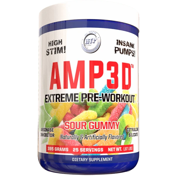 Hi-Tech Pharmaceuticals Amp3d™ 25 Servings (385g) / Sour Gummy High Stim Pre Workout