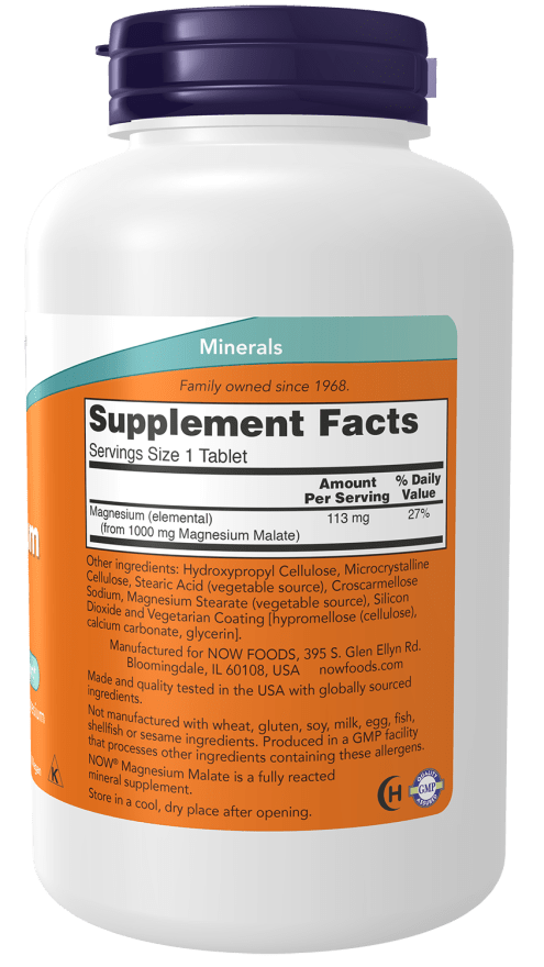 NOW Foods NOW Foods Magnesium Malate - 180 Tablets 180 Tablets Essential Mineral