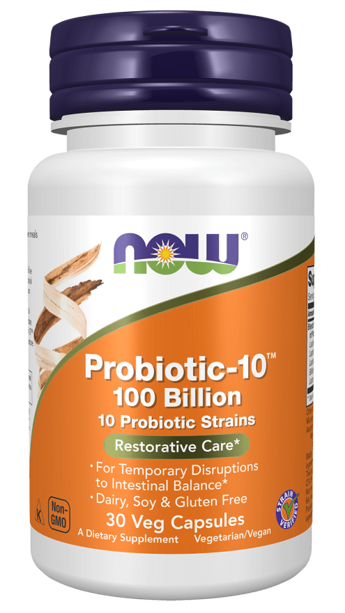 NOW Foods Probiotic-10, 100 Billion 30 Veg Capsules Probiotic Formula