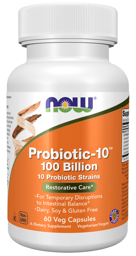 NOW Foods Probiotic-10, 100 Billion 60 Veg Capsules Probiotic Formula