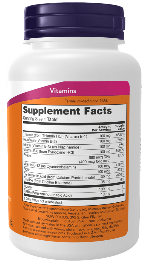 NOW Foods Vitamin B-100 Sustained Release 100 tablets Vitamin B Complex