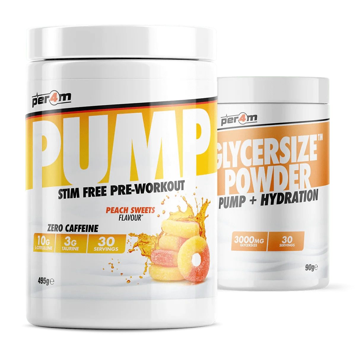 Per4m Per4m Pump with Glycersize - 30 Servings 30 Servings (495g) / Peach Sweets Stim Free Pre-Workout