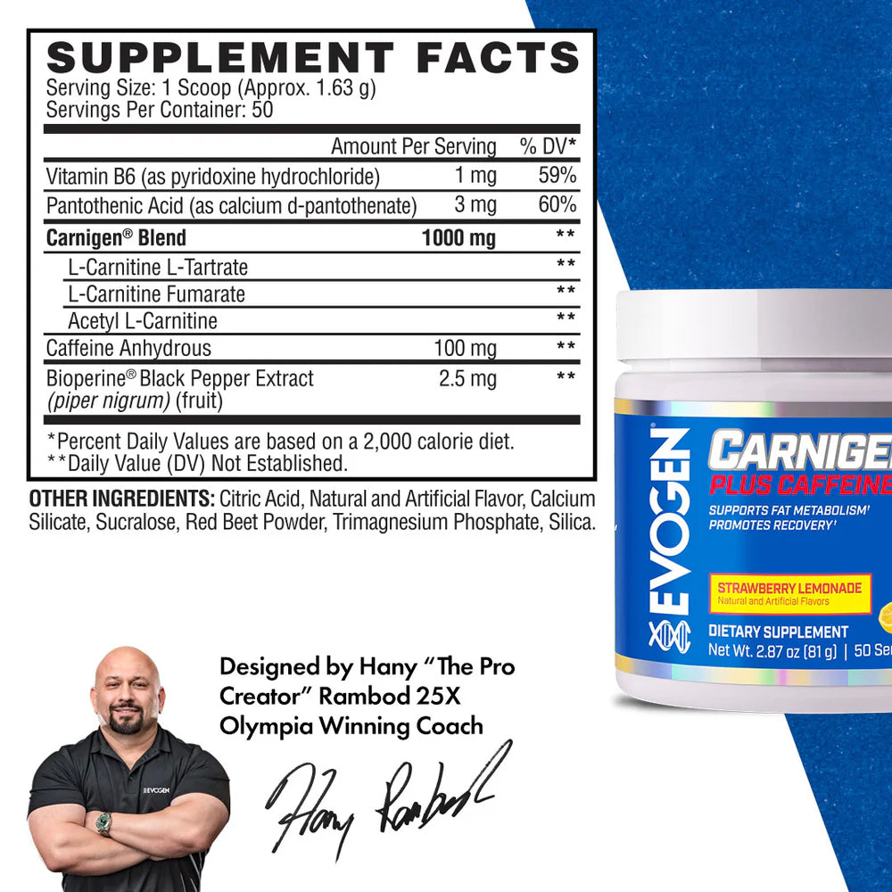 Evogen Carnigen Plus Caffeine - 50 Servings