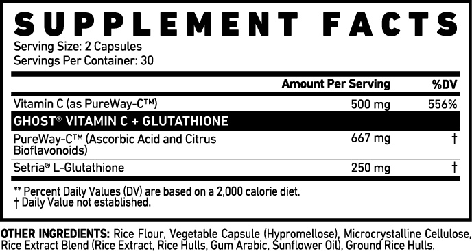 GHOST Ghost Basics - Vitamin C and Glutathione 60 Capsules 60 Capsules Vitamin C and Glutathione