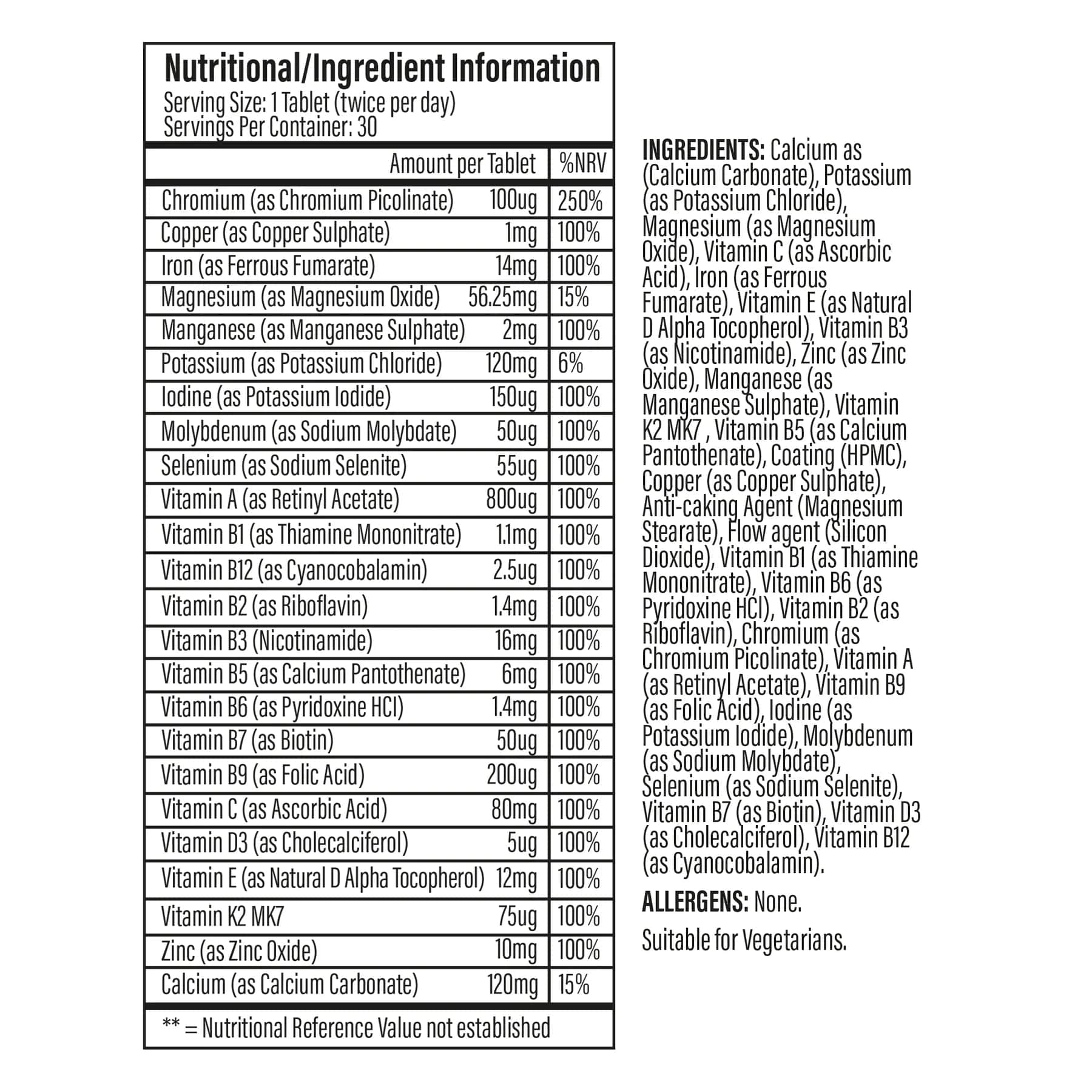 Trained By JP The One Multivitamin 60 tablets Multi Vitamin